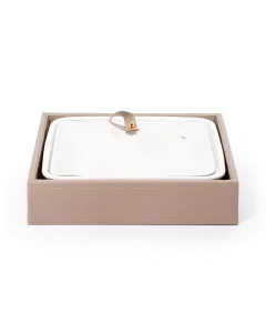 Square tray with leather basket size 10.5