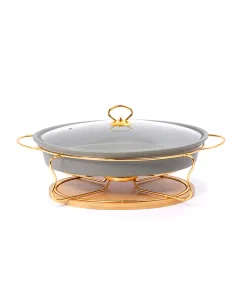 Green round heater with a wooden base, size 14.5