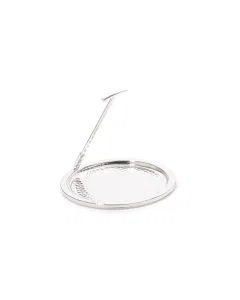 Serving dish with a silver handle