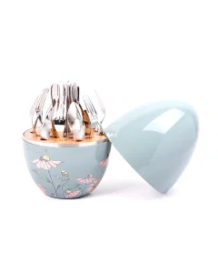 Oval cutlery set, 24 pieces, woodland green