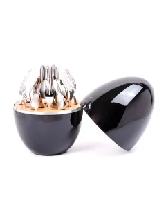 Cutlery set oval 24 pieces black