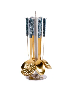 7 Pieces Cutlery Set Gold With Marble Handle