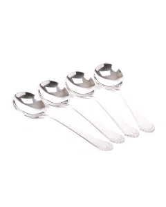 4 Pieces Embossed Soup Spoons Set