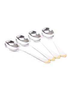 Set of 4 gilded soup spoons