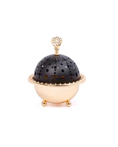 Golden incense burner with black lid