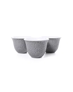 Gray ceramic cup set, 12 pieces
