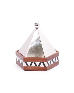 Pyramid nickel wood serving tray