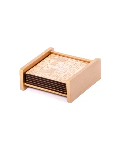 Coaster set, 6 pieces, with a golden stand