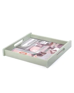 Green large square decorative tray