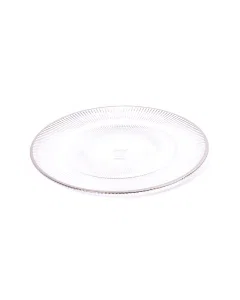 Silver-rimmed glass dish