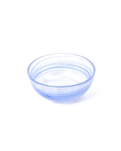 Medium blue corrugated glass bowl