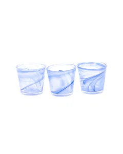 Small blue wavy mug set