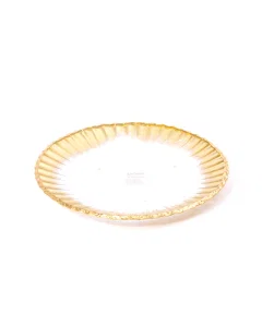 Large golden glass dish