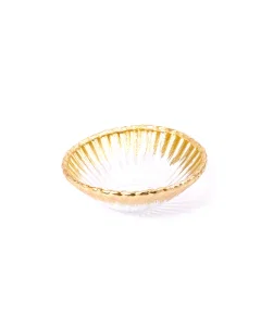 Golden glass serving bowl