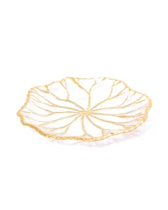 Large golden leafed glass dish