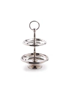 Small silver circular serving bag with two tiers