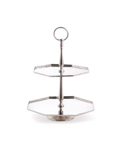 A large silver hexagonal presentation scarf with two tiers