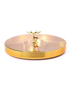 Gold Divided Dessert Tray Glass Lid