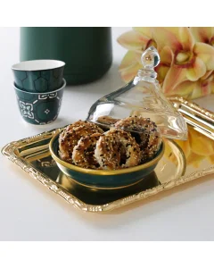 date bowl rounded with green glass cover