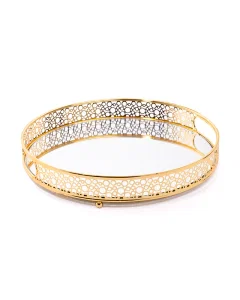 Large mirror golden round tray