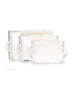 Set of silver wooded trays, 3 pieces