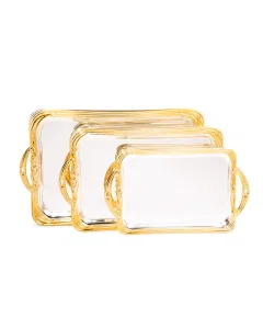 Set of 3 golden silver trays