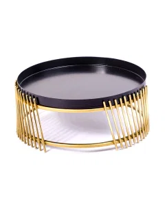 Black serving tray with golden stand