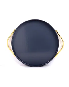 Gray serving tray - with gold handle
