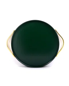 Green serving tray - with gold handle