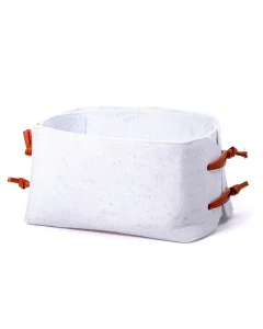 Large white felt storage basket