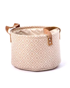 Large brown canvas storage basket