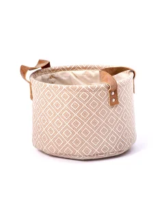 Small brown canvas storage basket