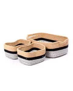 Cotton Fabric Storage Basket Set 3 Pieces