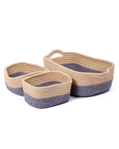 Cotton Fabric Storage Basket Set 3 Pieces
