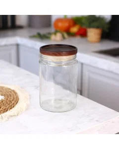  glass jar with woody cover 1000ml