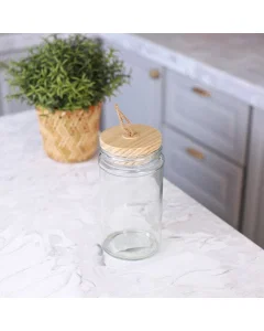  glass jar woody cover 500ml