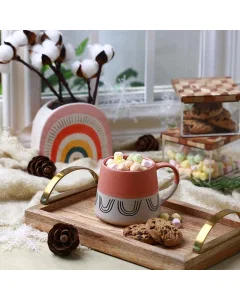 Beige pink porcelain cup