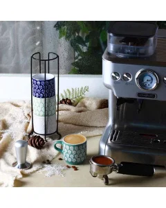 A set of porcelain cups with a holder of 4 pieces