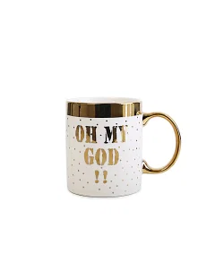 Porcelain mug with handle and cover